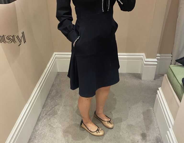 Me + Em ponte Scallop Fit and Flare Dress