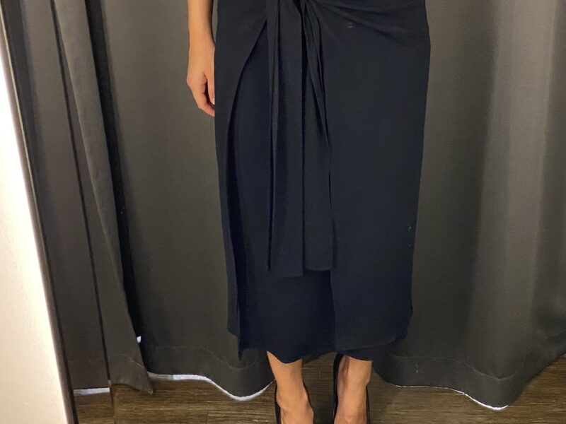 REISS Alison Tie Waist Skirt in Navy photo review