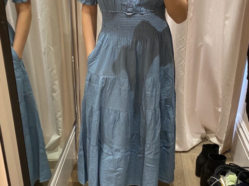 Chambray Shirred Waist Maxi Dress Me + Em photo review