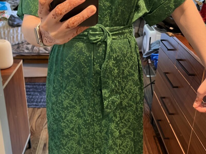 Sezane Dora Dress in Dark Green review