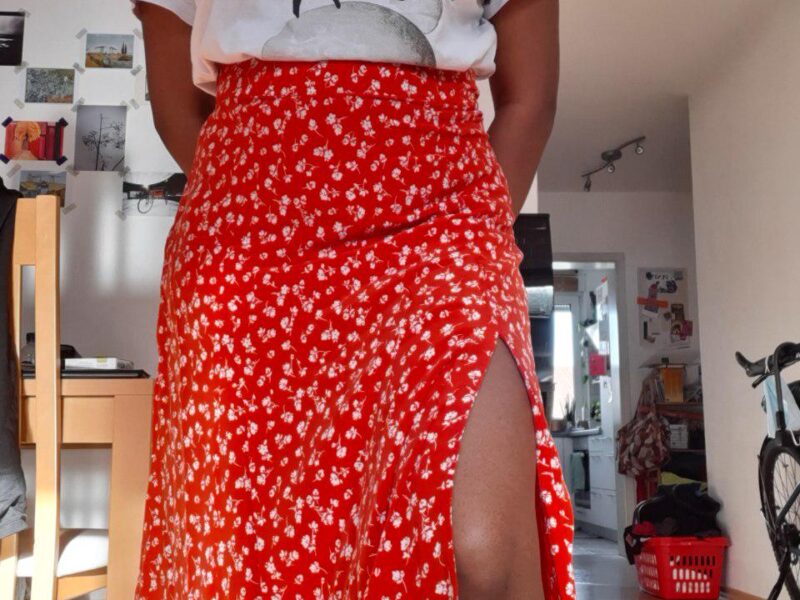 Sezane Tabata Skirt in Red Silk