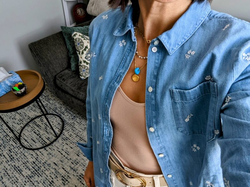 tomby in Embroidered denim sezane review